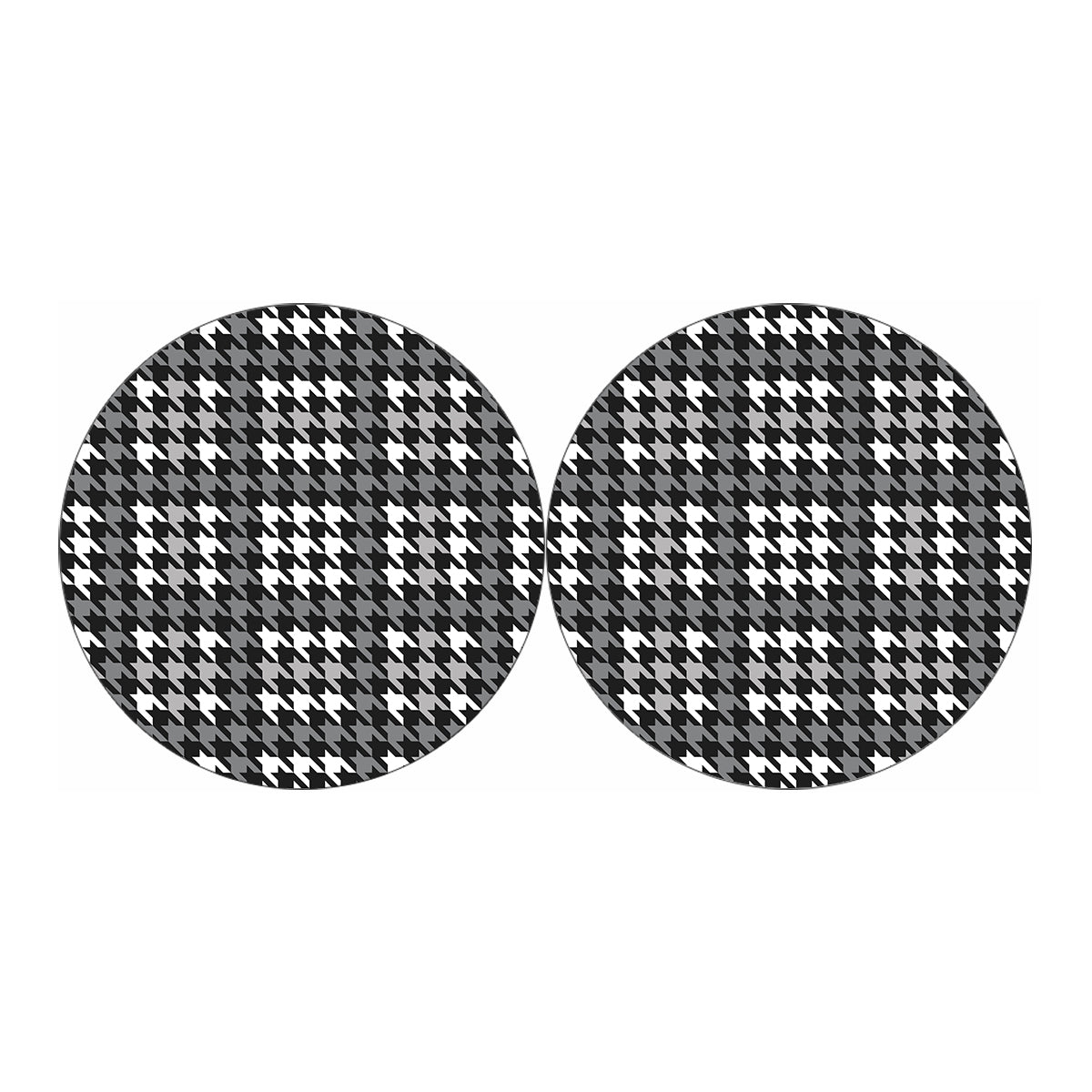 Grey Houndstooth Pattern Print Car Coasters