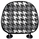 Grey Houndstooth Pattern Print Car Headrest Covers