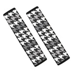 Grey Houndstooth Pattern Print Car Seat Belt Covers