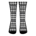 Grey Houndstooth Pattern Print Crew Socks
