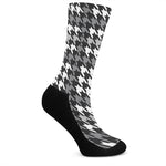 Grey Houndstooth Pattern Print Crew Socks
