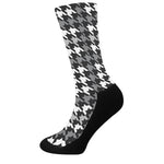 Grey Houndstooth Pattern Print Crew Socks