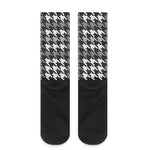 Grey Houndstooth Pattern Print Crew Socks