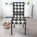 Grey Houndstooth Pattern Print Dining Chair Slipcover