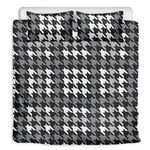 Grey Houndstooth Pattern Print Duvet Cover Bedding Set