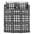 Grey Houndstooth Pattern Print Duvet Cover Bedding Set