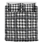 Grey Houndstooth Pattern Print Duvet Cover Bedding Set