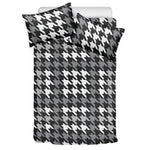 Grey Houndstooth Pattern Print Duvet Cover Bedding Set