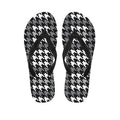Grey Houndstooth Pattern Print Flip Flops