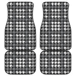 Grey Houndstooth Pattern Print Front and Back Car Floor Mats
