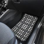 Grey Houndstooth Pattern Print Front and Back Car Floor Mats