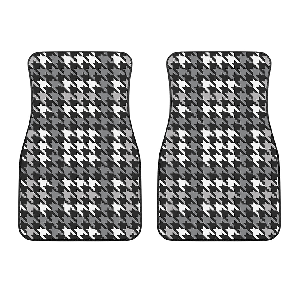Grey Houndstooth Pattern Print Front Car Floor Mats