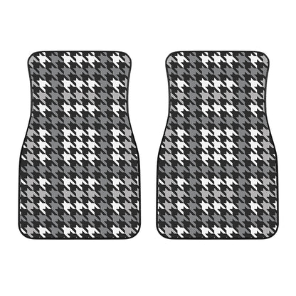 Grey Houndstooth Pattern Print Front Car Floor Mats
