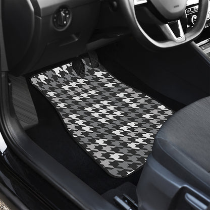 Grey Houndstooth Pattern Print Front Car Floor Mats