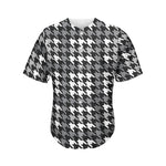 Grey Houndstooth Pattern Print Men's Baseball Jersey