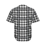 Grey Houndstooth Pattern Print Men's Baseball Jersey