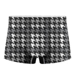 Grey Houndstooth Pattern Print Men's Boxer Briefs