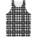 Grey Houndstooth Pattern Print Men's Tank Top