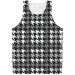 Grey Houndstooth Pattern Print Men's Tank Top