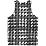 Grey Houndstooth Pattern Print Men's Tank Top