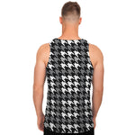 Grey Houndstooth Pattern Print Men's Tank Top