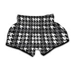 Grey Houndstooth Pattern Print Muay Thai Boxing Shorts