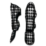 Grey Houndstooth Pattern Print Muay Thai Shin Guard