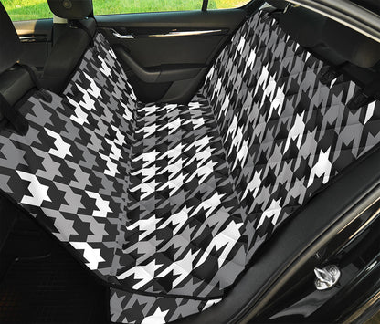 Grey Houndstooth Pattern Print Pet Car Back Seat Cover
