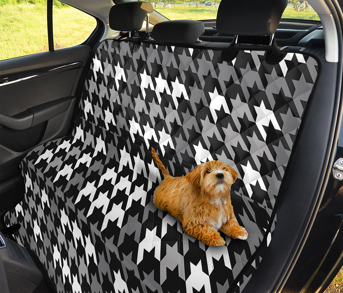 Grey Houndstooth Pattern Print Pet Car Back Seat Cover