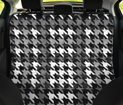 Grey Houndstooth Pattern Print Pet Car Back Seat Cover