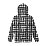 Grey Houndstooth Pattern Print Pullover Hoodie