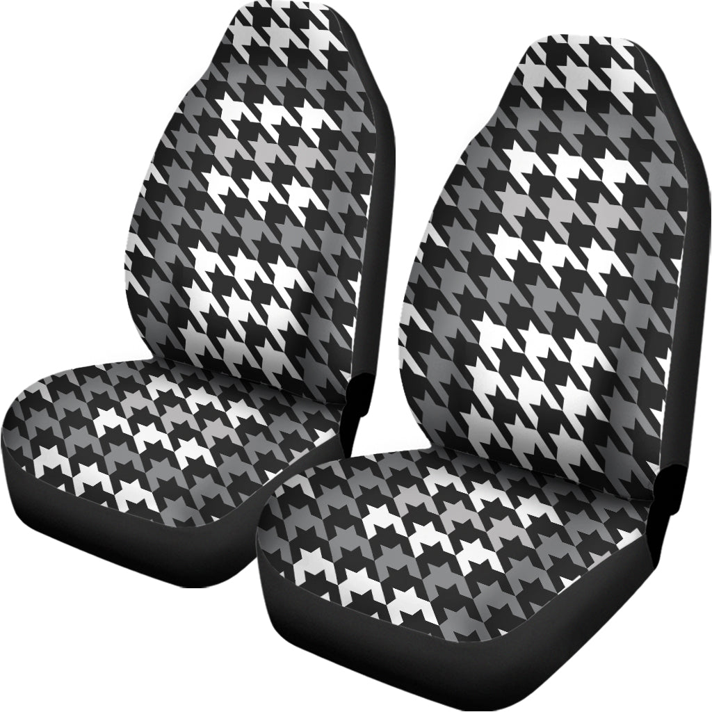 Grey Houndstooth Pattern Print Universal Fit Car Seat Covers