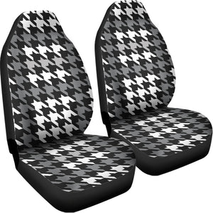 Grey Houndstooth Pattern Print Universal Fit Car Seat Covers