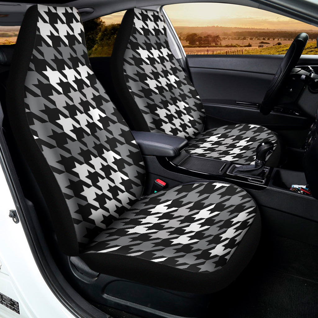 Grey Houndstooth Pattern Print Universal Fit Car Seat Covers