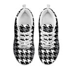 Grey Houndstooth Pattern Print White Sneakers