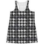 Grey Houndstooth Pattern Print Women's Racerback Tank Top