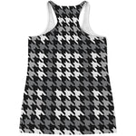 Grey Houndstooth Pattern Print Women's Racerback Tank Top