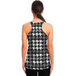 Grey Houndstooth Pattern Print Women's Racerback Tank Top