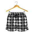 Grey Houndstooth Pattern Print Women's Shorts
