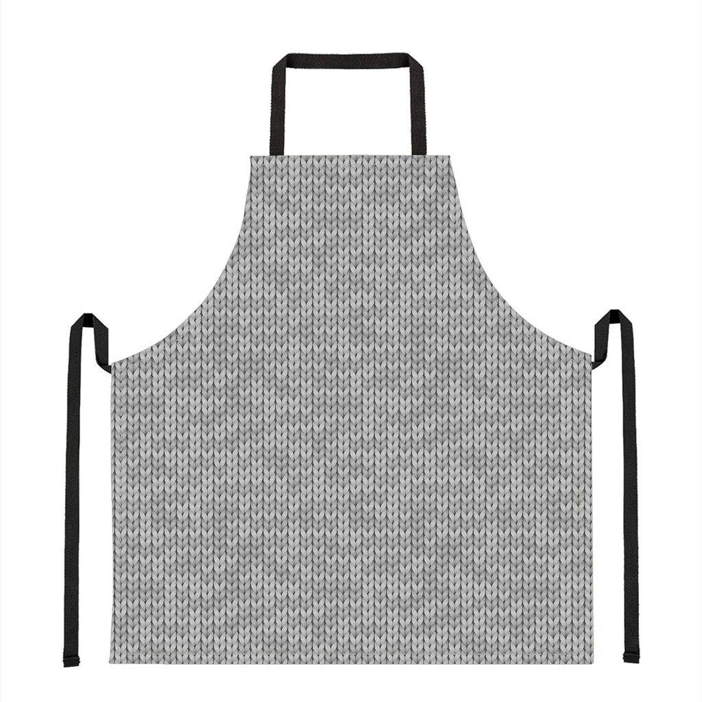 Grey Knitted Pattern Print Apron