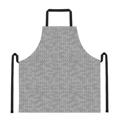 Grey Knitted Pattern Print Apron