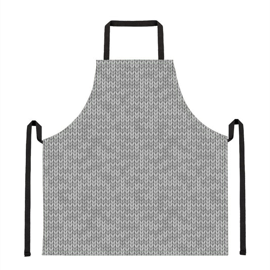 Grey Knitted Pattern Print Apron