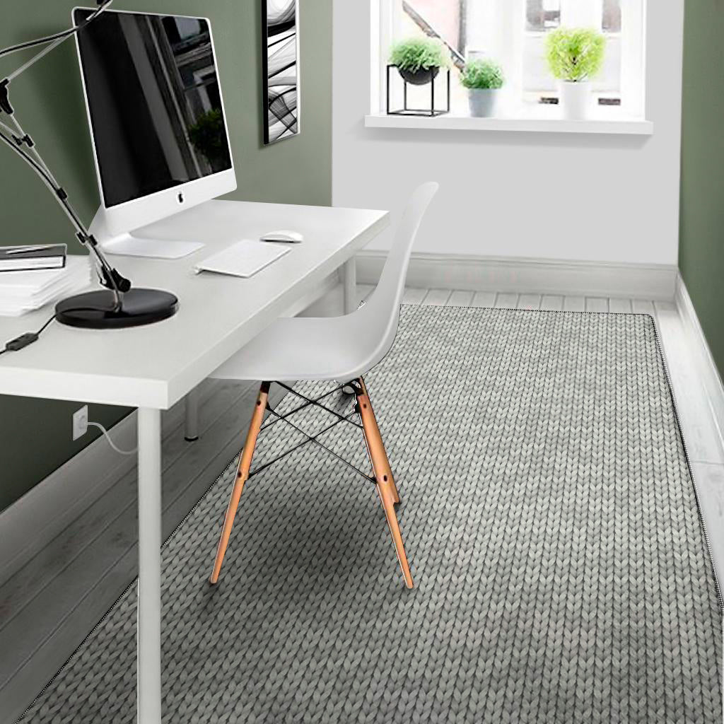Grey Knitted Pattern Print Area Rug