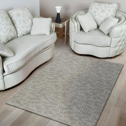 Grey Knitted Pattern Print Area Rug