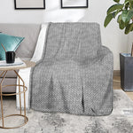 Grey Knitted Pattern Print Blanket
