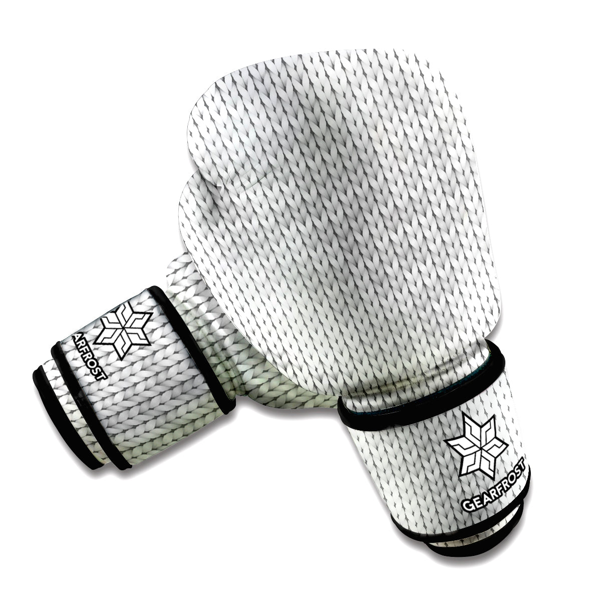 Grey Knitted Pattern Print Boxing Gloves