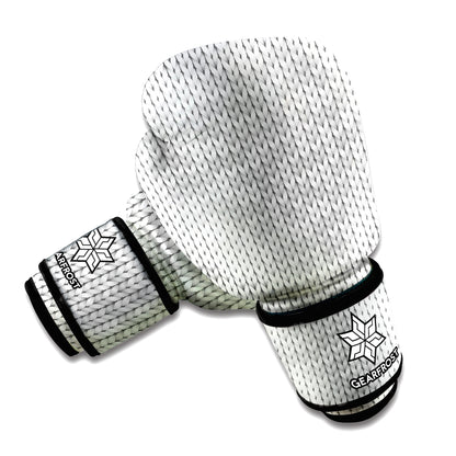 Grey Knitted Pattern Print Boxing Gloves