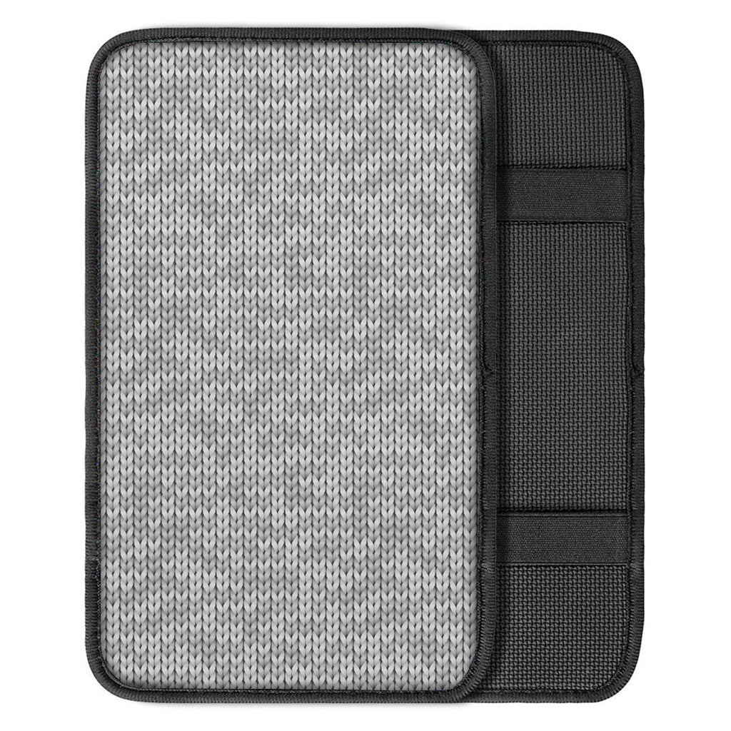 Grey Knitted Pattern Print Car Center Console Cover