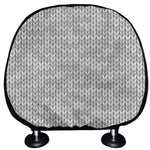Grey Knitted Pattern Print Car Headrest Covers