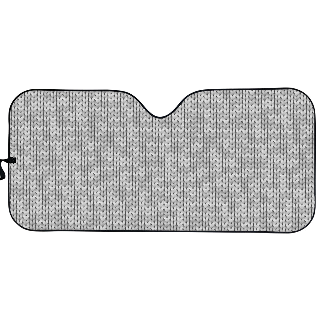 Grey Knitted Pattern Print Car Sun Shade